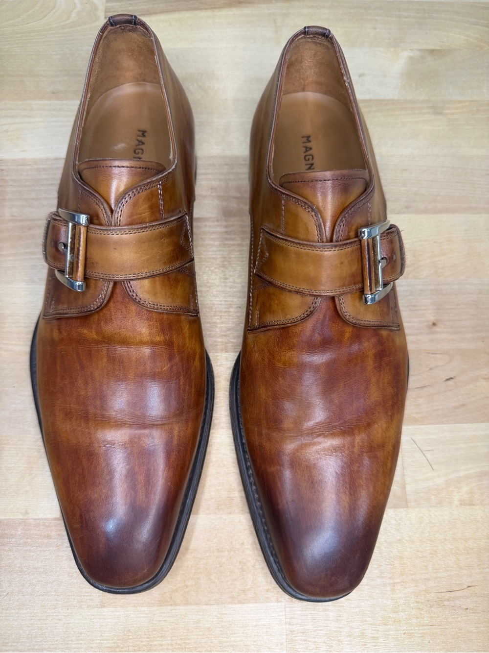 Magnanni Marco II Cuero Men's Dress Shoes 7 Monk Strap 13276 Brown‎ Leather